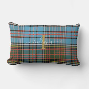 Almofada Lombar Xadrez Tartan Monograma Script Clan Anderson Rusti