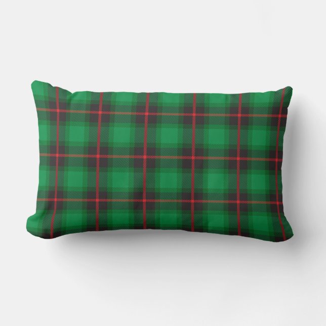 Almofada Lombar Xadrez Tartan Scottish Green Red Traditional (Frente)