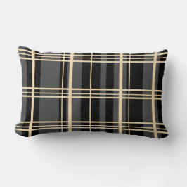 Almofada Lombar Xadrez tradicional preto, creme de manteiga, Cinza