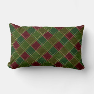 Almofada Lombar Xadrez Verde Vermelho Tartan
