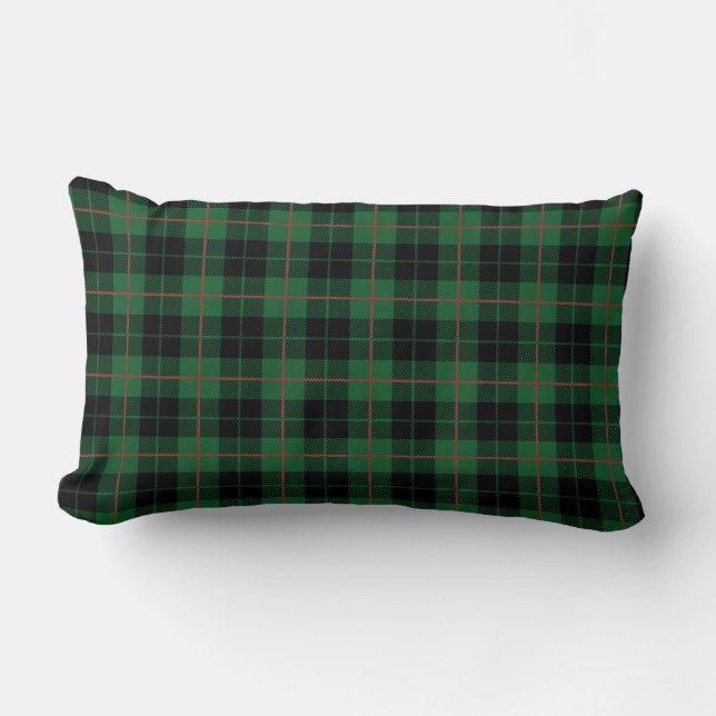 Almofada Lombar Xadrez Vermelho Verde Preto, Xadrez Tartan (Frente)
