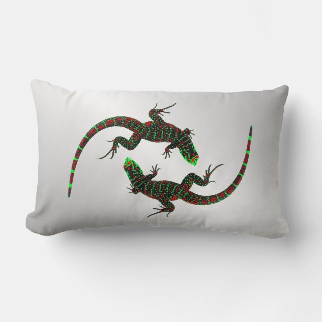 Almofada Lombar Yin Yang Lizards Silver (Frente)