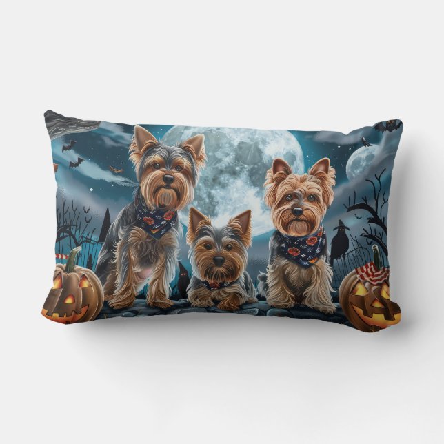 Almofada Lombar Yorkshire Terrier Halloween Spooky (Verso)