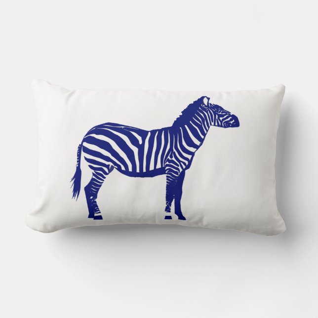 Almofada Lombar Zebra - Azul de cobalto escuro e branco (Frente)