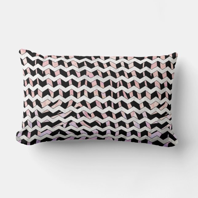 Almofada Lombar Zebra Black e Pink Chevron (Frente)
