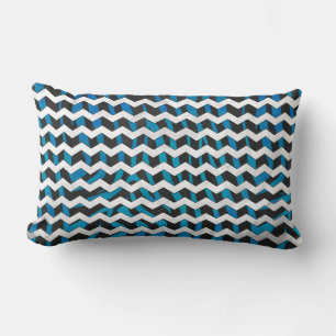Almofada Lombar Zebra Chevron Preto e Azul