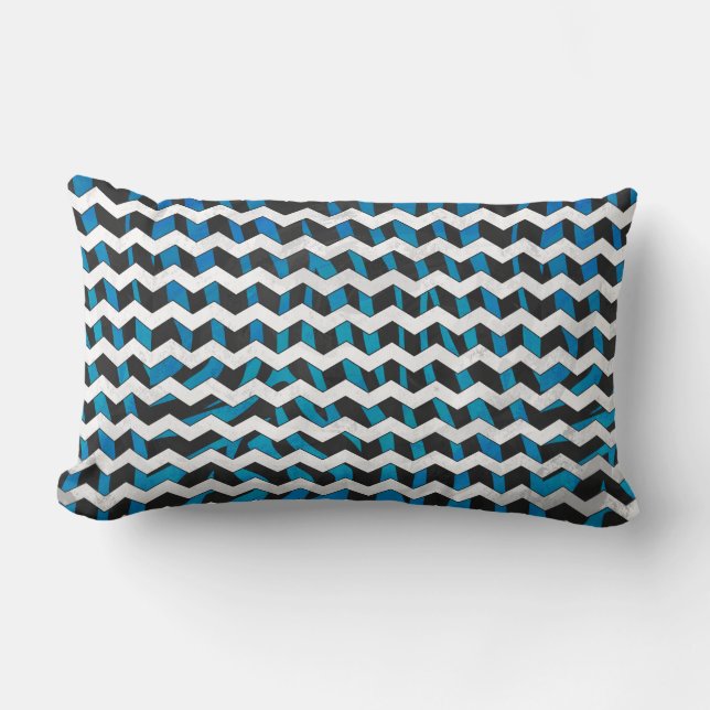Almofada Lombar Zebra Chevron Preto e Azul (Frente)