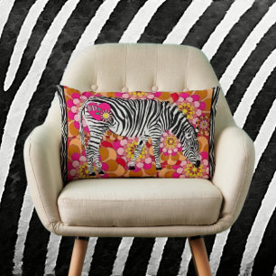 Almofada Lombar Zebra com Travesseiro de Flores de Mod Vintage