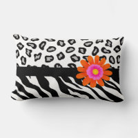 Zebra Preta e Branca e Pele Chita e Flor Laranja