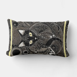 Almofada Lombar Zen Cat Companion, Nova Lua Amarelo Stripe