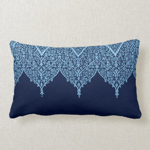 Almofada Lombar Zen floral azul do vintage do teste padrão indian