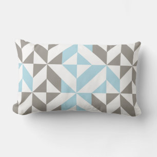 Almofada Lombar ZigZag Geométrico de Azul e Prata