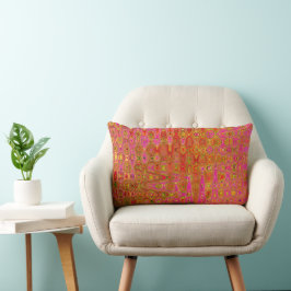 Almofada Lombar Zigzags Retro Atômicos Abstratos Legais em Vermelh
