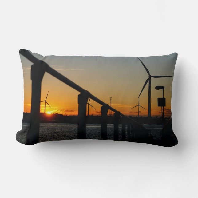 Almofada Lombar Zonsondergang met windmolen, Rustgevend relaxt. (Frente)