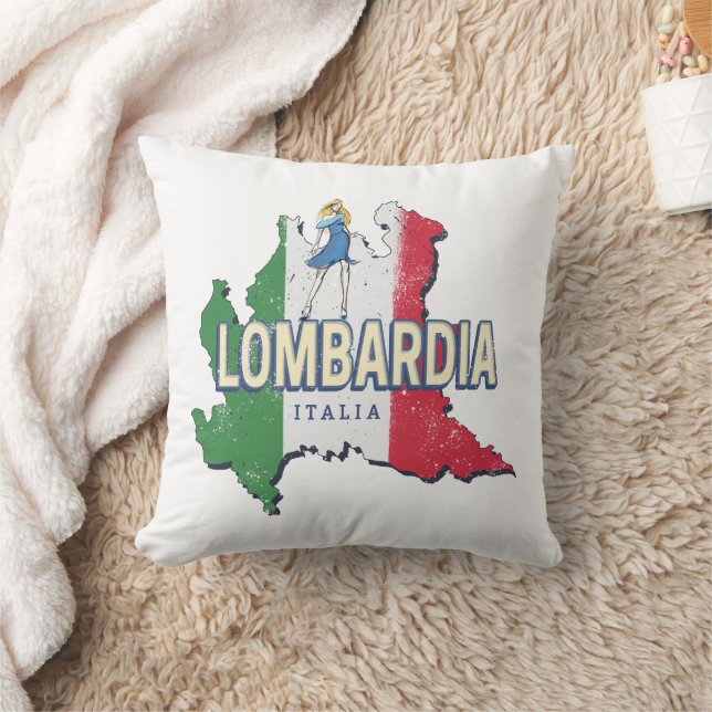 Almofada Lombardia Itália Retro Região Mapa Vintage Souveni (Cobertor)