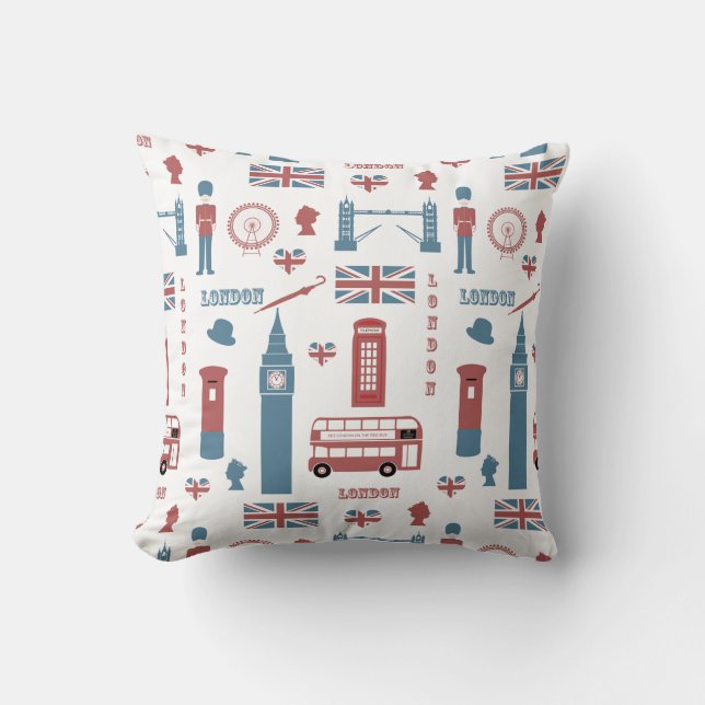 Almofada London England Big Ben English Flag Queen's Guard (Frente)