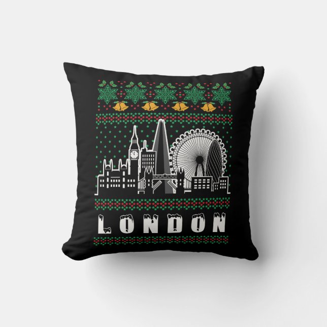 Almofada London United Kingdom Ugly Christmas (Frente)