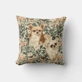 Almofada Long Haired Chihuahuas William Morris estilo flora