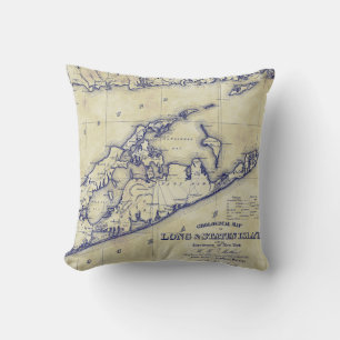 Almofada Long Island, o mapa de Hamptons é de VC Tea STít