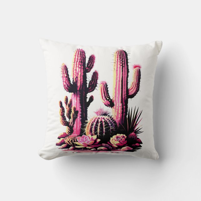 Almofada Lote de Cactos Rosa (Frente)
