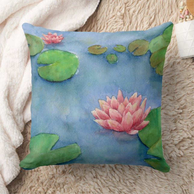 Almofada Lotus flower watercolor (Cobertor)