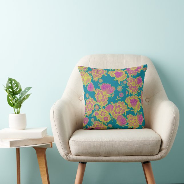 Almofada Lou Aqua 💙💜 Floral Barroco (Cadeira)