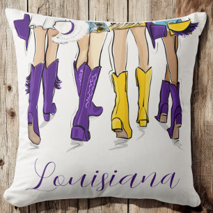 Almofada Louisiana Damas Fashion Cowboy Boot Purple Yellow
