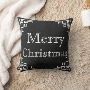 Almofada Lousa Preta Redemoinho Branco Feliz Natal