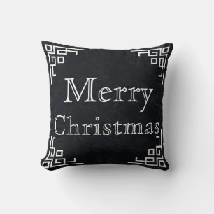Almofada Lousa Preta Redemoinho Branco Feliz Natal