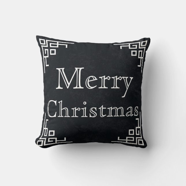 Almofada Lousa Preta Redemoinho Branco Feliz Natal (Frente)