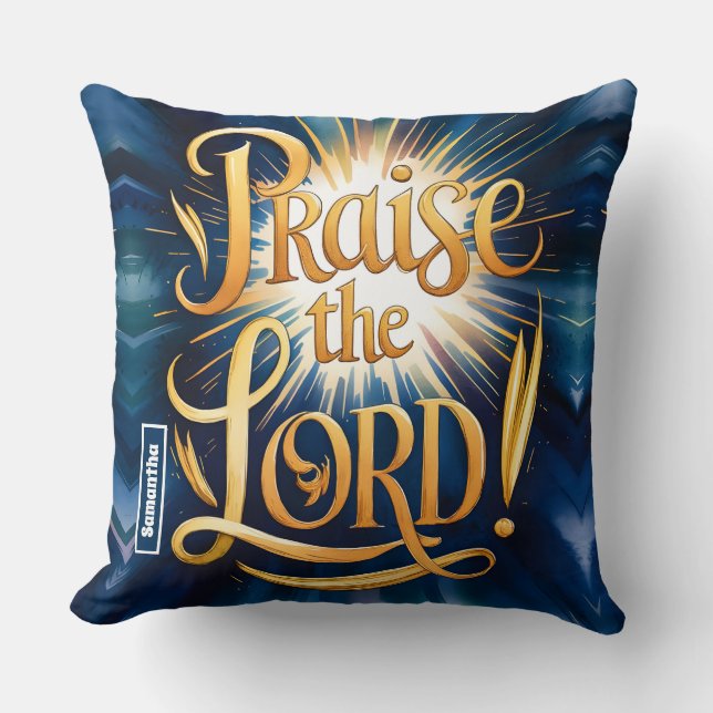 Almofada Louvado Personalizado Pelo Senhor Vintage Christia (Frente)