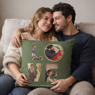 Almofada Love 4 photo simple modern personalised Sage Green