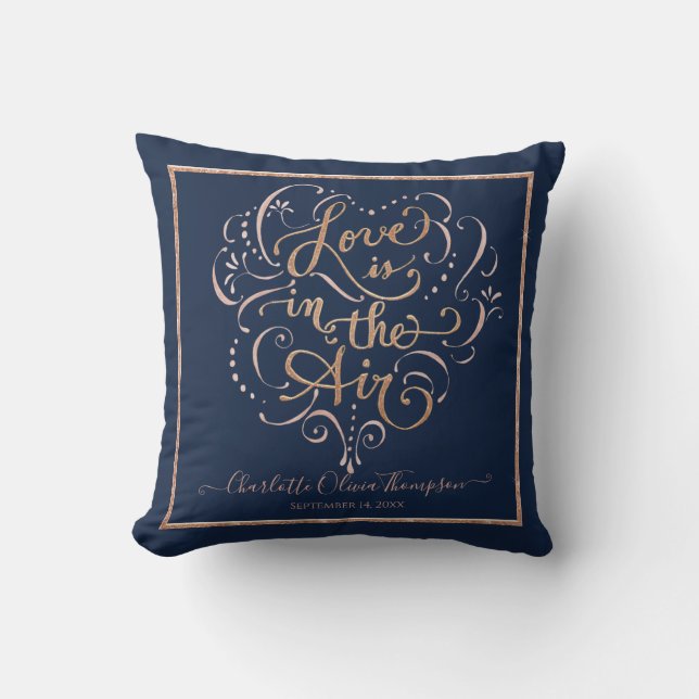 Almofada Love Baby Girl Marinho Rosa Dourado Script Typogra (Frente)