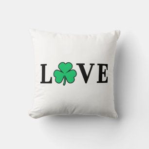 Almofada LOVE Clover Shamrock Irlanda Rua texto baseado em