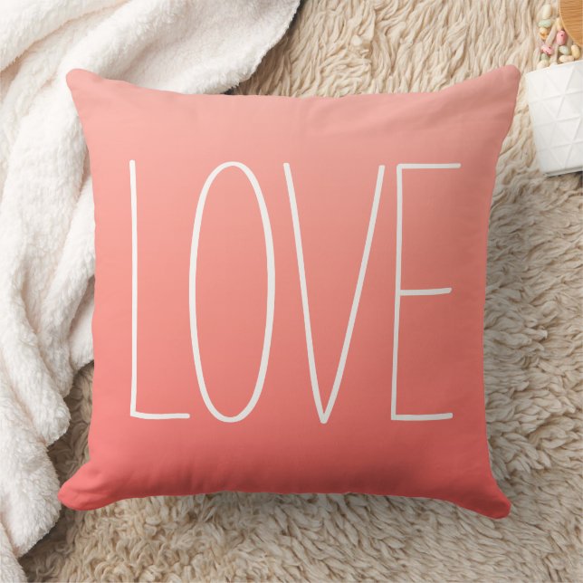 Almofada Love Coral Pink Modern Simples Typografia (Cobertor)