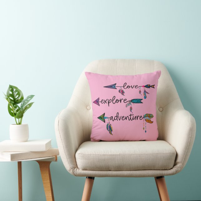 Almofada Love Explore Adventure Arrow Tribal Boho Design (Cadeira)