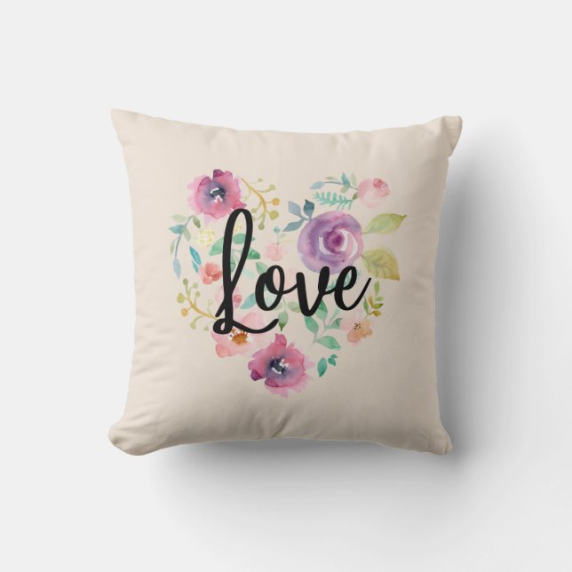 Almofada Love Floral Heart Travesseiro decorativo (Frente)