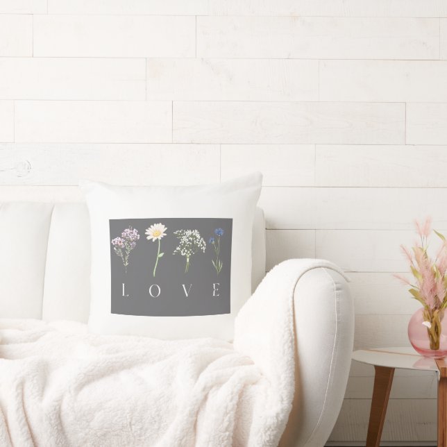 Almofada LOVE Floral  – Romantic Botanical Print (Sofá)