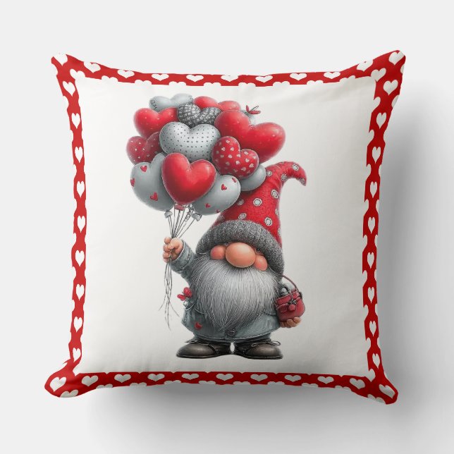 Almofada "Love is in the Air" Heart Balloon Gnome (Frente)