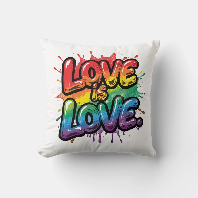 Almofada Love Is Love - Rainbow Pride Quote Art  (Frente)