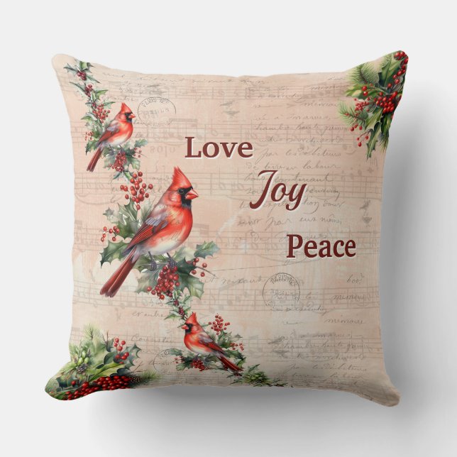 Almofada Love, Joy, Peace Christmas Paris Postmark Pillow  (Frente)