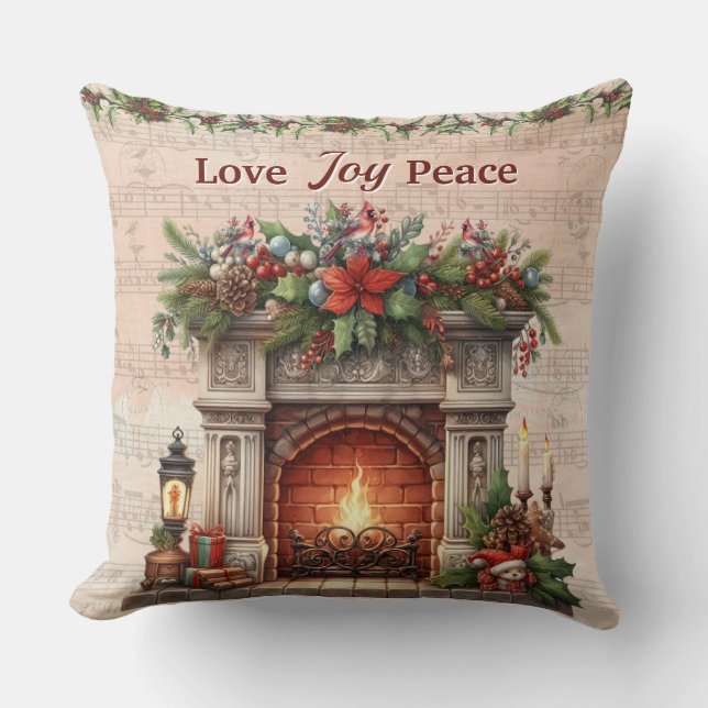 Almofada Love, Joy, Peace Throw Pillow (Frente)