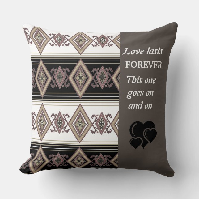 Almofada Love Lasts Forever Folk Art Travesseiro (Frente)