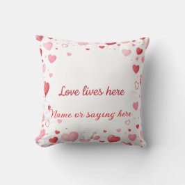 Almofada Love lives here Pink and Red hearts - Personalized