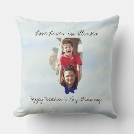 Almofada Love Lives In Illinois State Shaped Custom Photo