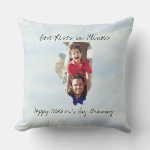 Almofada Love Lives In Illinois State Shaped Custom Photo
