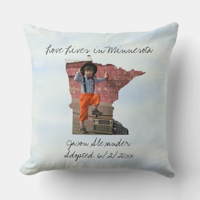 Almofada Love Lives In Minnesota State Shaped Custom Photo (Frente)