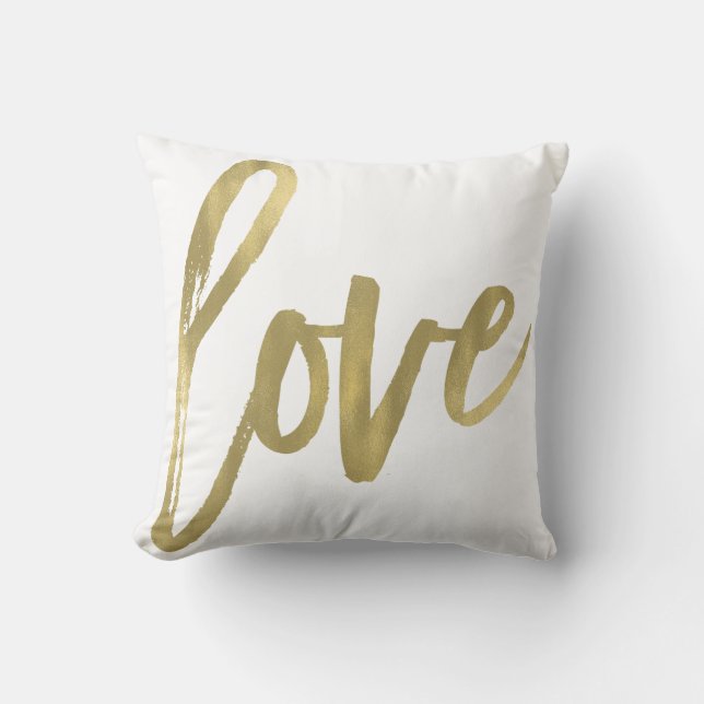 Almofada Love Modern Trendy Script Tipografia Dourada (Frente)