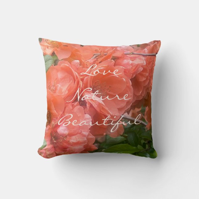 Almofada Love Nature Beautiful Quote Orange Flower  (Frente)