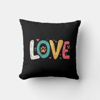 Almofada LOVE Paw – Tipografia Artística Fofa para Amantes